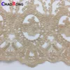 CRF 0078 poly gold yarn embroidered organza lace fabric