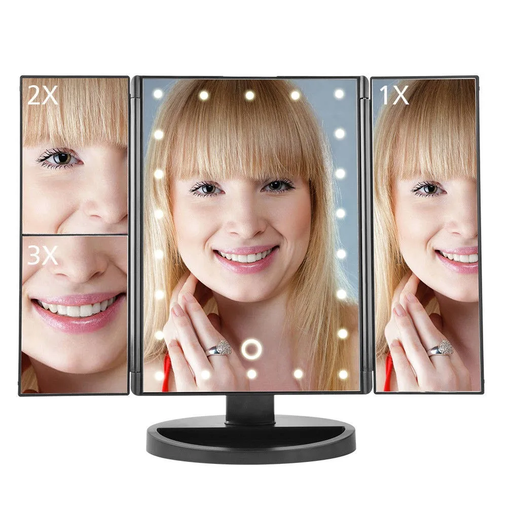 4 In 1 Desktop Fold Large Makeup Mirror Sheet With Best Lights Around The Edge Buy Large