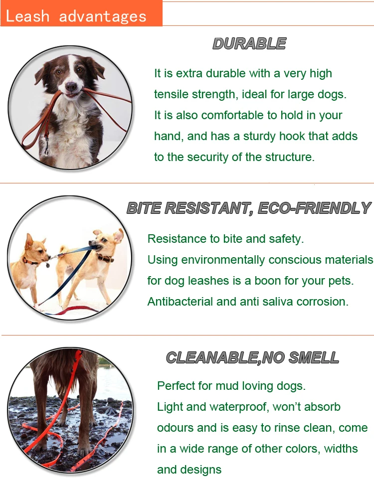 Waterproof Durable Pvc 5m 10m 15m Dog Training Robust Dog Lead