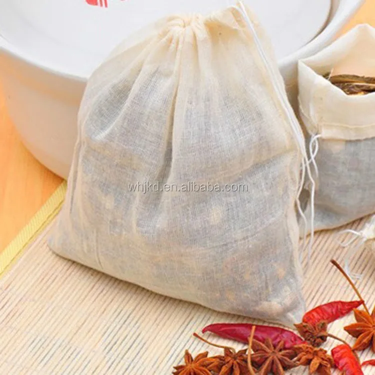 Organic Cotton Gauze Fabric Package Bag Cotton Tea Bag With Drawstring ...