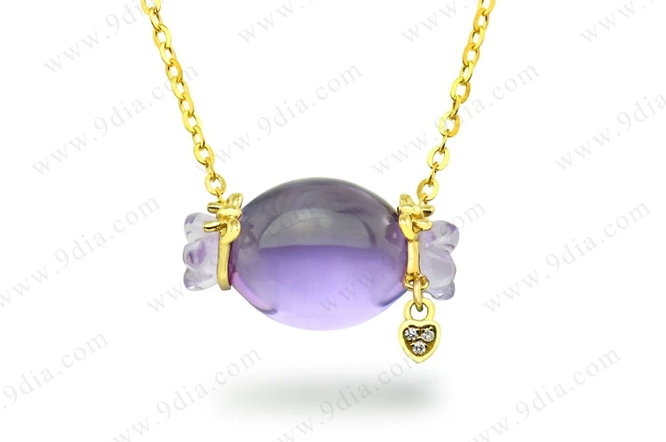 Jewelry Wholesale China New Arrival Rose Quartz Gemstone Jewelry Pendant Necklace 14K Gold Heart Gemstone Pendant