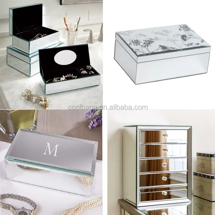 Sparkle Crushed Diamond Jewels Cases Storage Mirrored Jewelry Box Buy