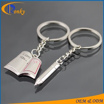 Cheap Wedding Souvenirs Love Book And Pen Pair Couple Keychains