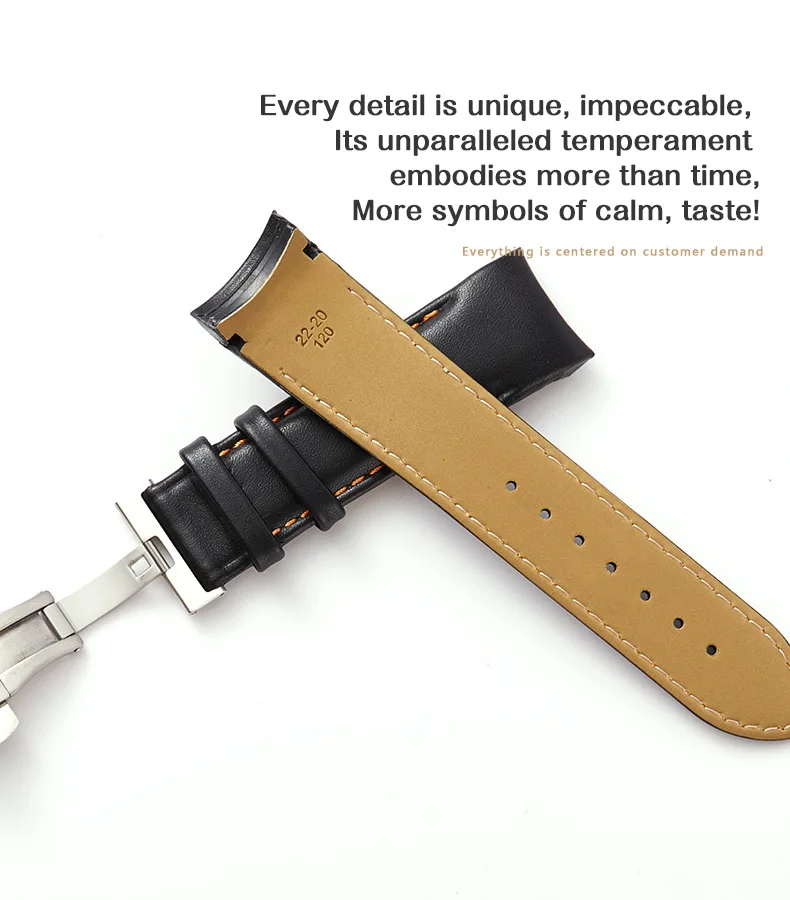 Custom Soft Calf Genuine Leather Men Strap Watch Watchband 