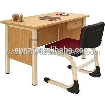 Oak Wood School Office Chair And Tables Teacher Computer Table