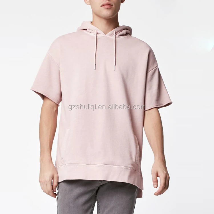 pink short sleeve hoodie mens