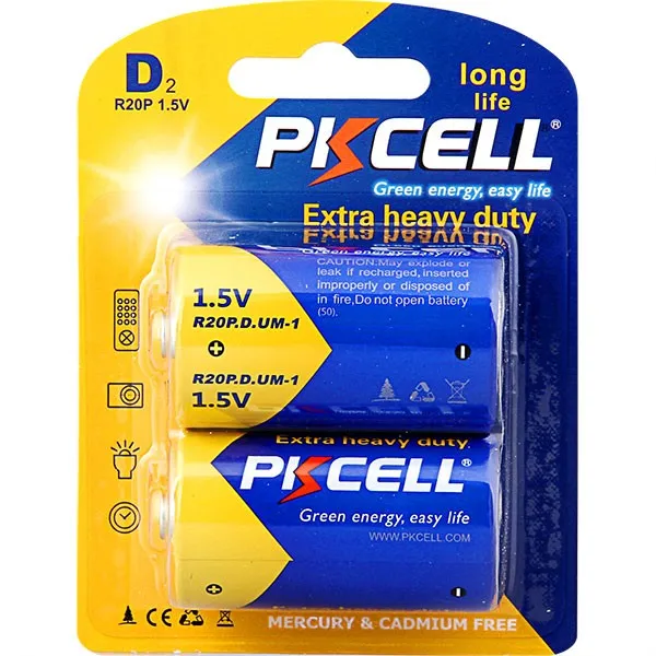 Pkcell 1.5v R20p D Size Dry Cell Battery Um1 Battery/ No Mercury