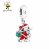 Slovehoony hot unique gifts for women Santa Mouse Gift Bag Dangle Charm Sterling silver Charms fashion jewelry 2018
