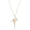 Gold Color Dancing Ballerina Dancer Ballet Girl Pendant Thin Chain Choker Necklaces for Women Dance lover Jewelry Friends Gift