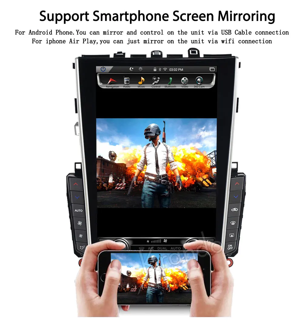 Krando Android 7.1 12.1" Tesla Vertical Screen Car Audio Radio Player