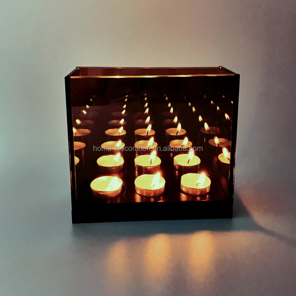 Cheap Reflective Glass Candle Holder With Wooden Base Buy Reflective