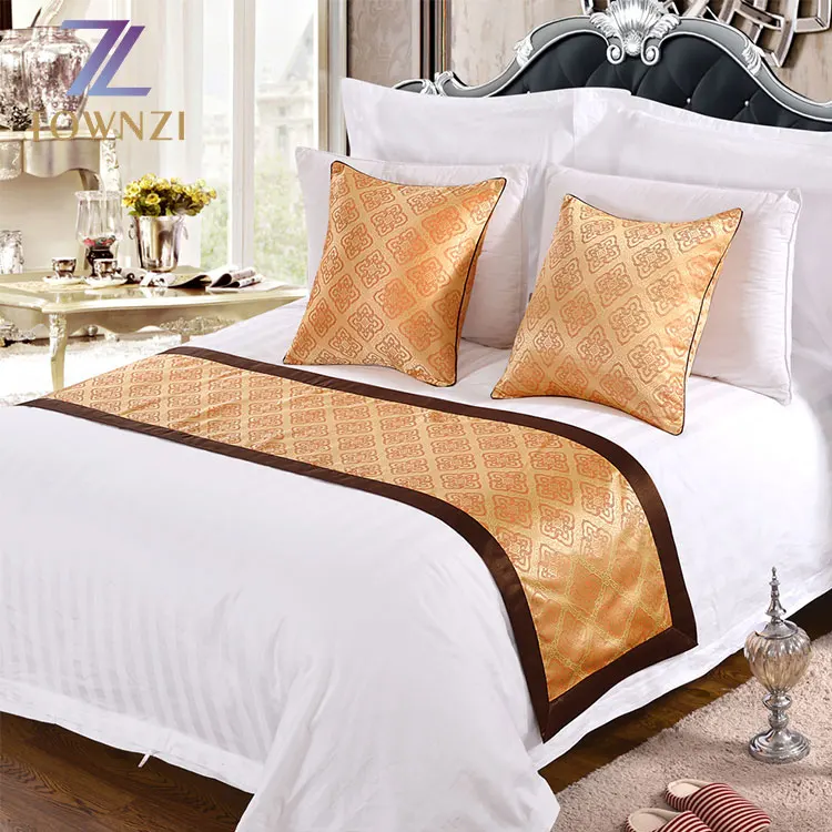 Wholesale Decorative Jacquard Queen Size Bed Runner Hotel King 100 Polyester Cushion Cover Bed Runners Hot Sale Buy 100 Polyester Bantal Cover Tidur Pelari Penjualan Panas Tempat Tidur Ukuran Queen Runner Hotel