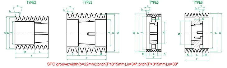 SPC type 8 grooves heave duty v belt wheel pully