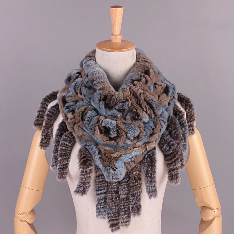font b Winter b font Women Scarves With Tassel Rex Rabbit Fur Knitted 100 Real