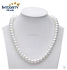9mm AAA grade button shape 18 inch real freshwater natural white pearl necklace