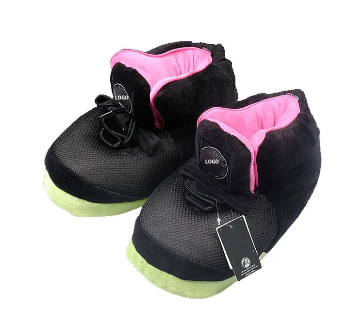 Plush Puffy Sneaker Slipper Stuffed Basketball Team Sneaker Home Slippers - Buy Home Soft 