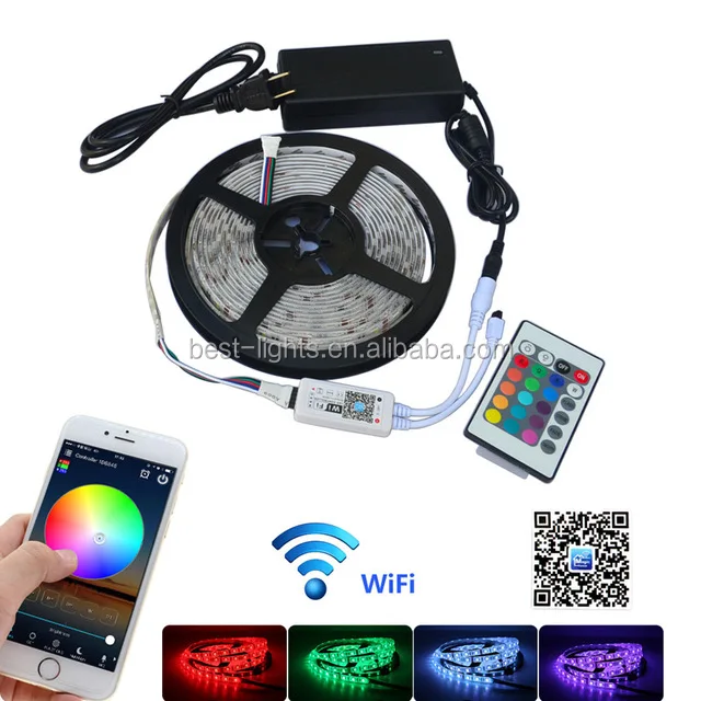 Bright Fun App Controlled Smart nonwaterproof IP20 rgb led strip wifi Remote Controller+Power