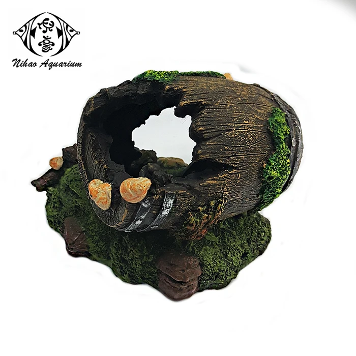 Fish Hide Toy Aquarium Polyresin Decorations Ornament Barrel Design Fish Tank Accessories Buy