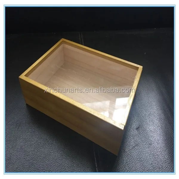 wooden box with glass lid
