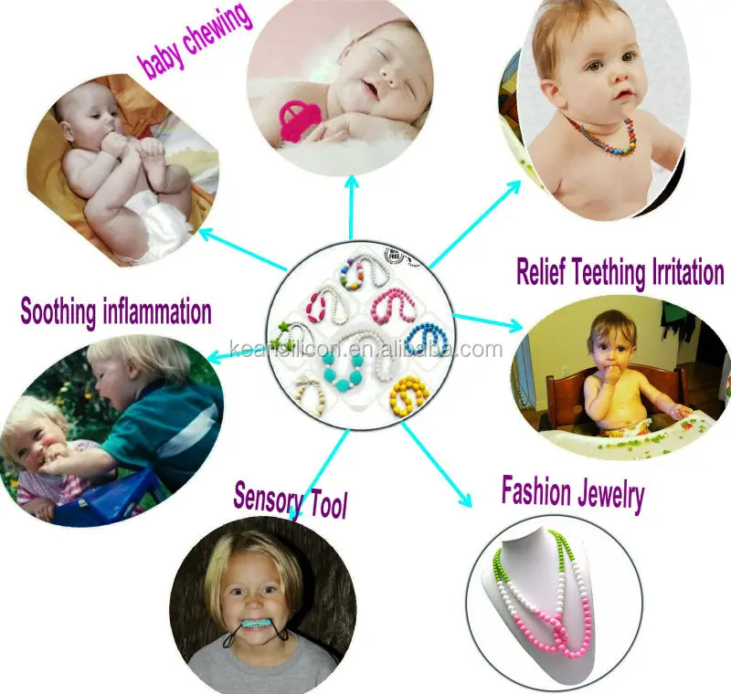 rubber teething beads