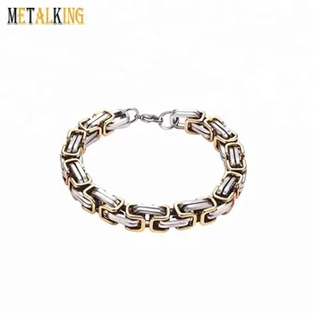8mm Stainless Steel Byzantine Bracelet For Men Link Chain 8mm Stainless Steel Byzantine Bracelet For Men Link Chain Silver Gold Two Tone
