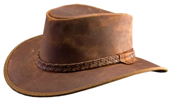 leather brim hat