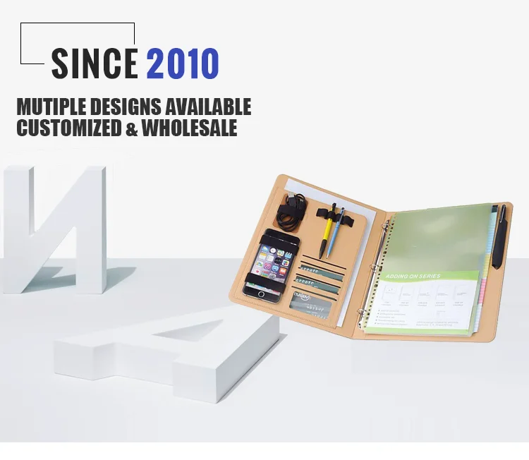 Soft cover leather diary ring bound file folder