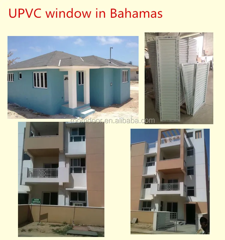 Hurricane Impact pvc windows price double laminated tempered glass with screen net to Bahamas house