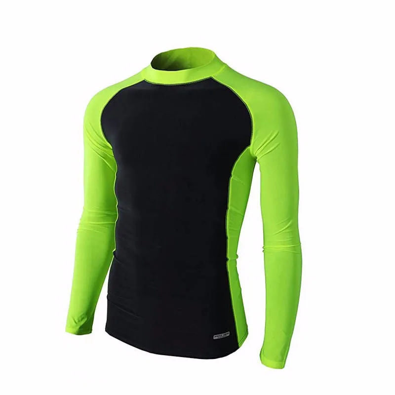 Long Sleeve Uv Protective Male Rash Guards Top Chlorine Resistant Uv
