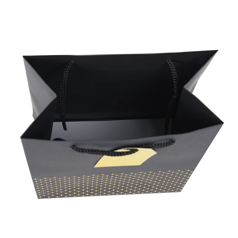Gold Flash Star Pattern Printing black paper shopping bag logo custom shopping paper bag