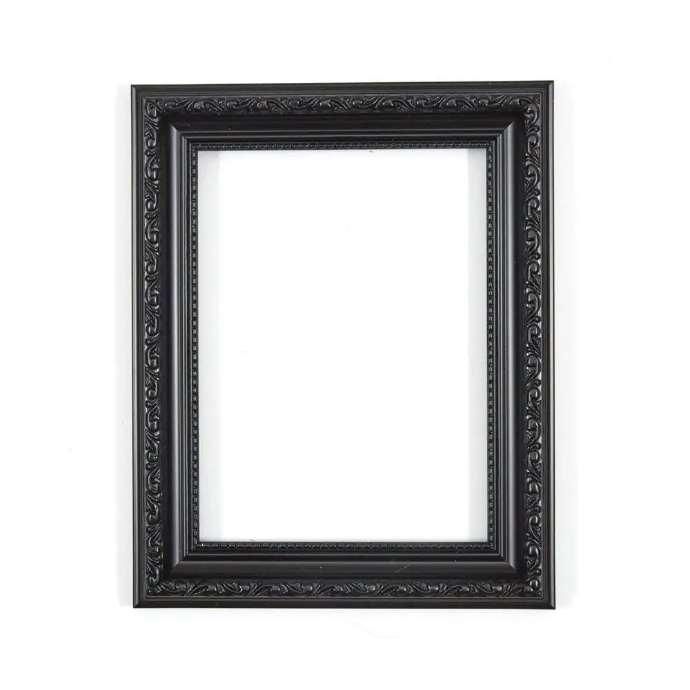 Memory Box Ready To Hang Ornate Shabby Chic Picture/Photo/Poster Frame With High Clarity Styrene Shatterproof Perspex Sheet & MDF Backing Board A3 Black