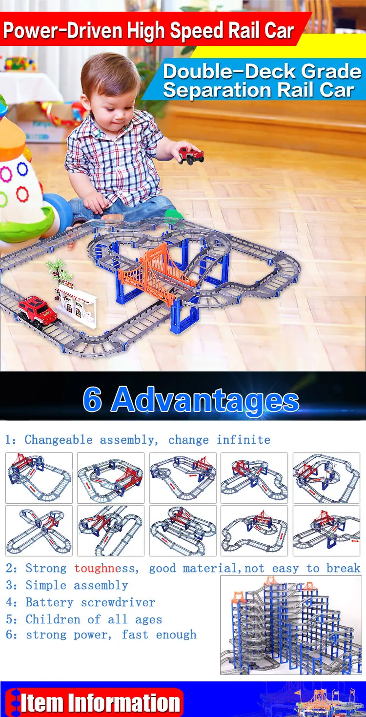 TongLi 6603 Electric Slot Car Race Tracks Cars Sets for Kids Indoor Toy Age 3 4 5 6 7 8 9 10 11 12 Years Old Boys Girls Toddler Gift Flexible with LED Light 220pcs 