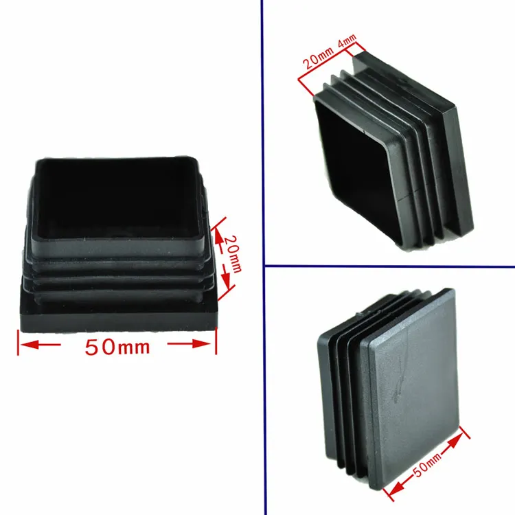 50mm X 50mm Black Plastic Thread Square Tube Inserts End Blanking Caps