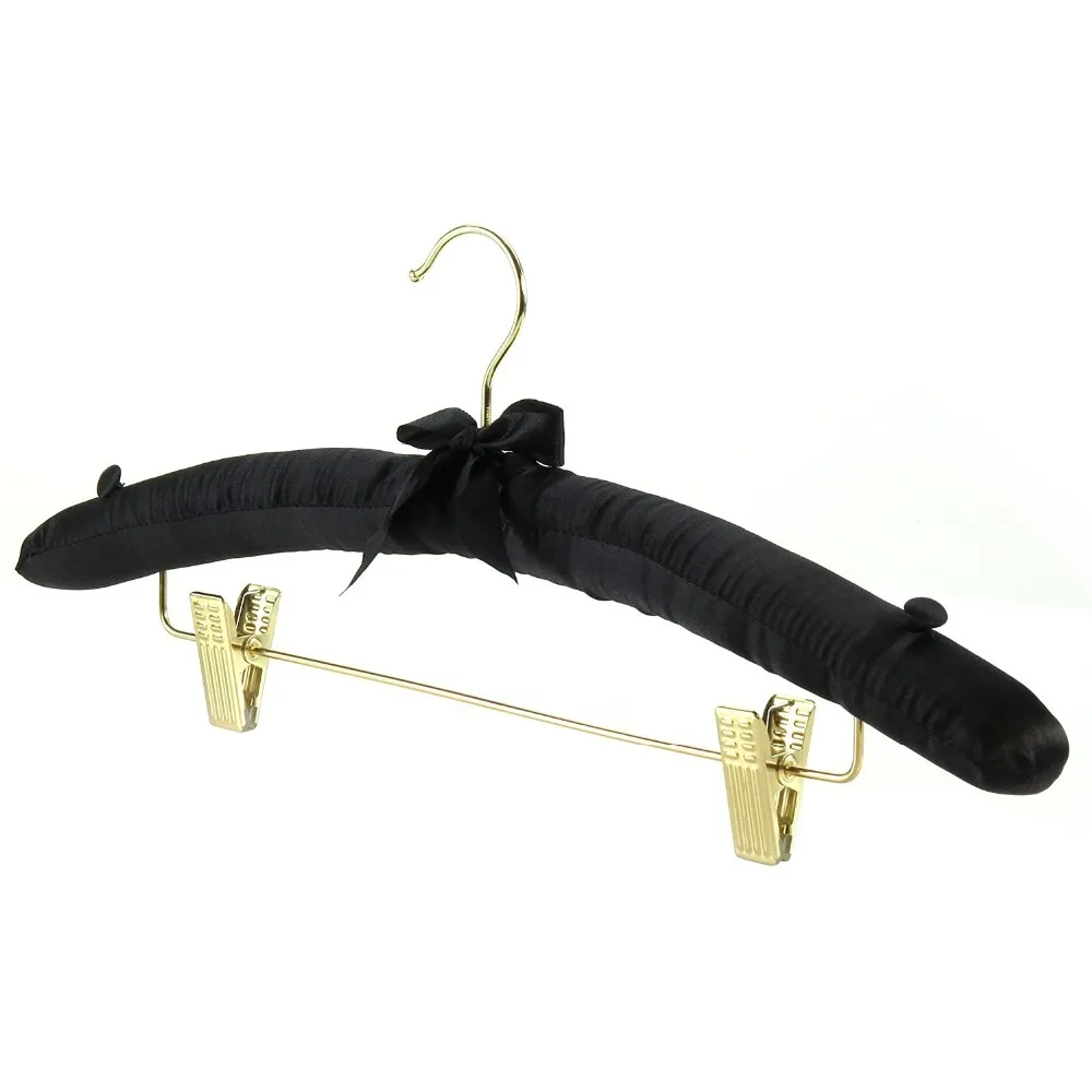 Inspring Black Padded Coat Garment Hangers With Clips For Skirt