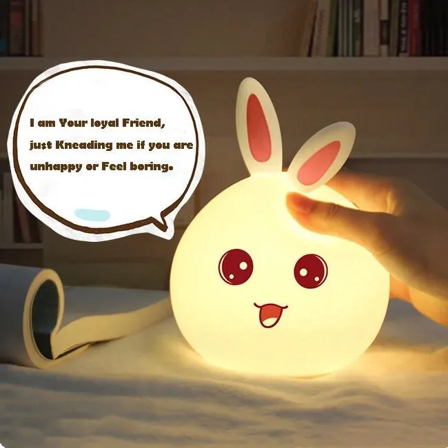 Colorlife Rechargeable Bunny Rabbit Silicone Led Night Light Lamp