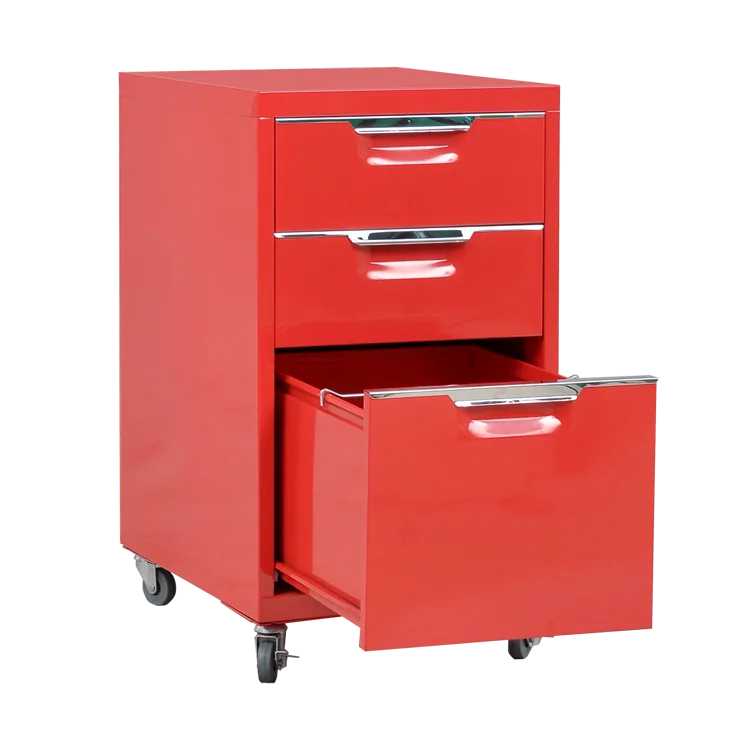 Movable 3 Drawer Metal File Cabinet With Wheels - Buy 3 ...