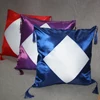 Chinese manufacturer custom printing soft sublimation rhombus pillow cover with tassels