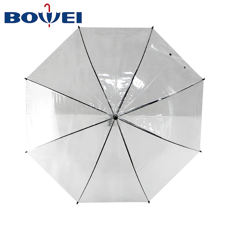 Plastic POE Manual umbrella custom logo clear umbrellas