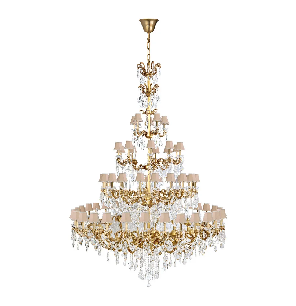 Large Empire European Solid Brass K9 Crystal Chandelier Luxury For Hotel OEM ODM
