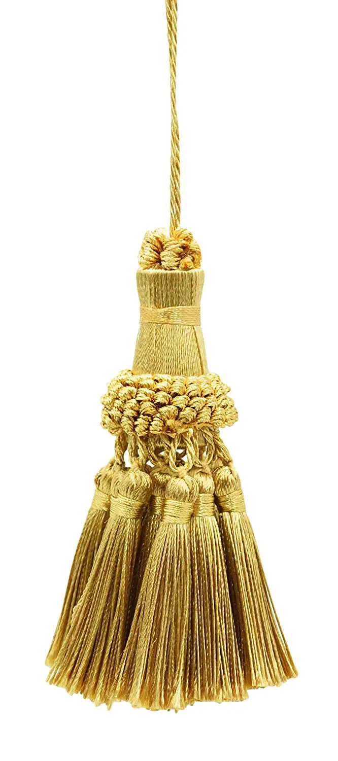 DecoPro Elegant Medium and light Gold Key Tassel/4 Inch tassel, 3.5 Inch Loop Style# NKT - Golden Rays 4875