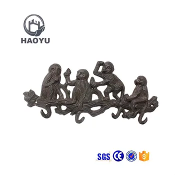 Cast Iron Metal Decorative Animal Four Monkey Shaped Wall Hooks For Cast Iron Metal Decorative Animal Four Monkey Shaped Wall Hooks For Hanging