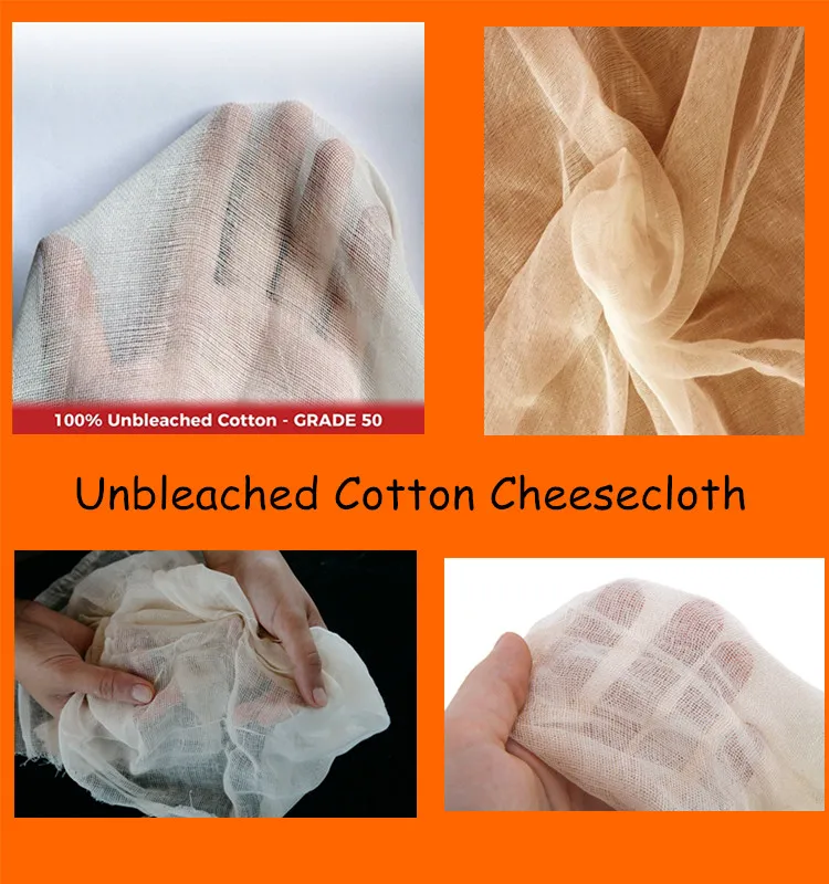 Cheese Cloth Reusable 100 Unbleached Cotton Grade 50 Mesh Filter
