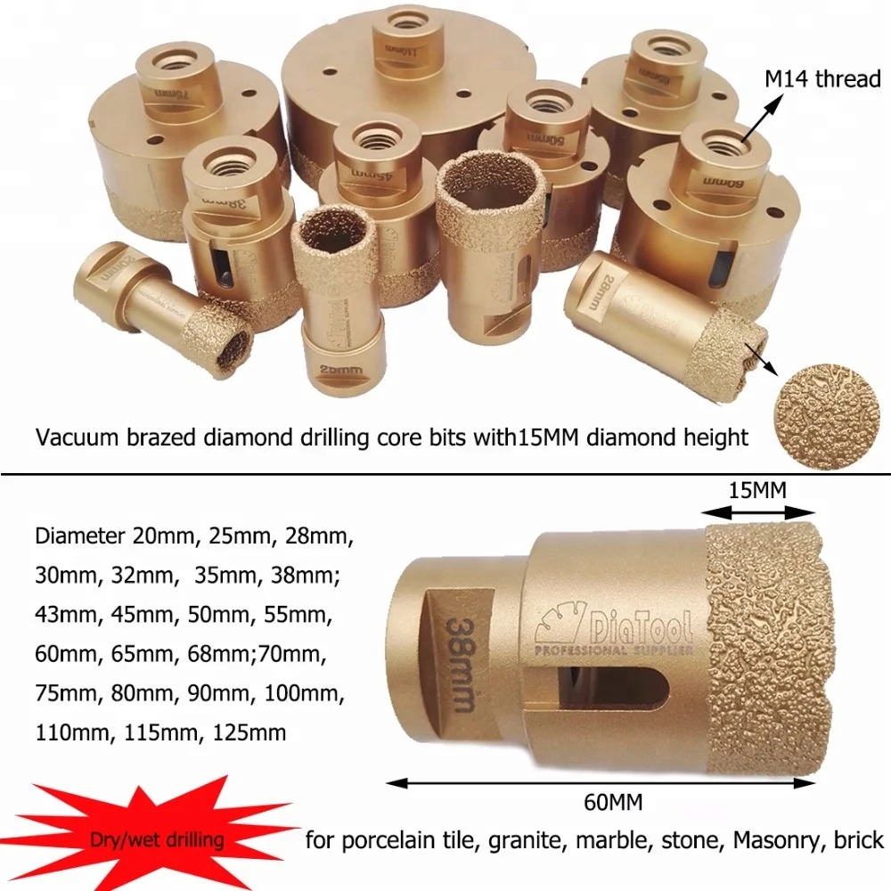 Dia 68mm Vacuum Brazed Diamond Drilling Core Bits M14 Drill Bits Tile Hole Saw