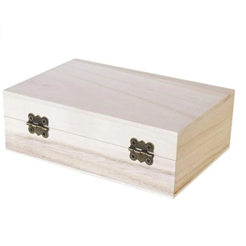 Caja de madera sin terminar de 2 piezas caja de almacenamiento de madera con cierre de bloqueo organizador de caja de madera para caja de regalo artesanal decoraci/ón del hogar