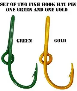 Custom Colored Eagle Claw Packers inspired Team Spirt Hat Fish Hook Pins Green/Gold One Green and One Gold Hat Hook Clip
