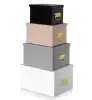 Home decor stack-able power coated square storage trunk box organizer set 4