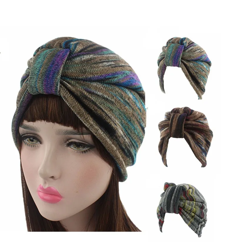 冬季额外厚度头巾帽子女性针织豆豆优雅冬季帽子