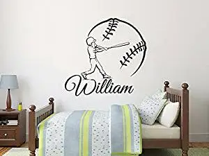 Baseball Name Wall Decal Boy Custom Personalized Boys Name Decor Vinyl Decal Baseball Kids Teens Boys Room Sports Wall Decal Nursery ZX261 (n) (28" Tall (inches))