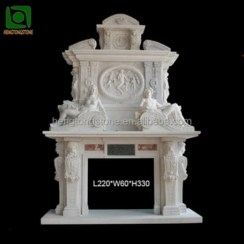 French Style Double Layer White Marble Fireplace Mantel For Sale