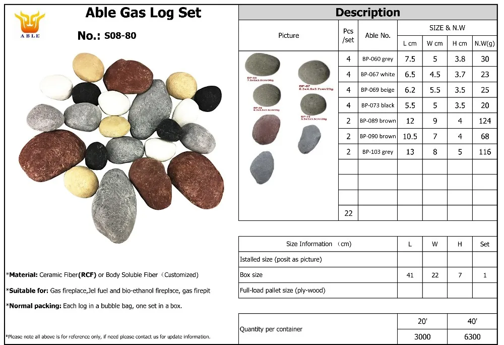 Gas Fireplace Pebbles Stones Fire Pit Rock Replace Ceramic Gas Log